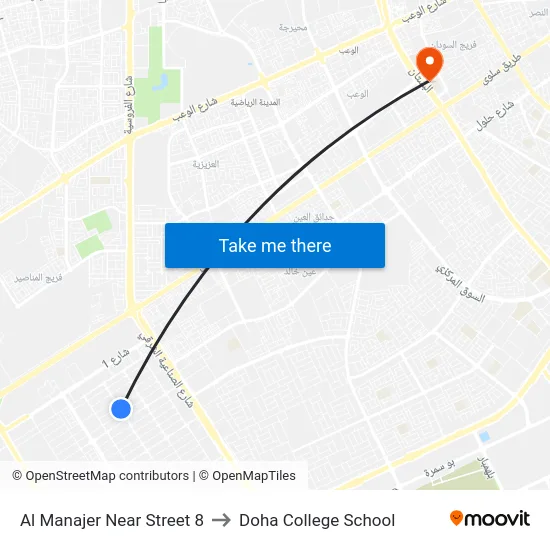 Al Manajer Near Street 8 to Doha College School map