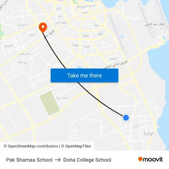 Pak Shamaa School to Doha College School map