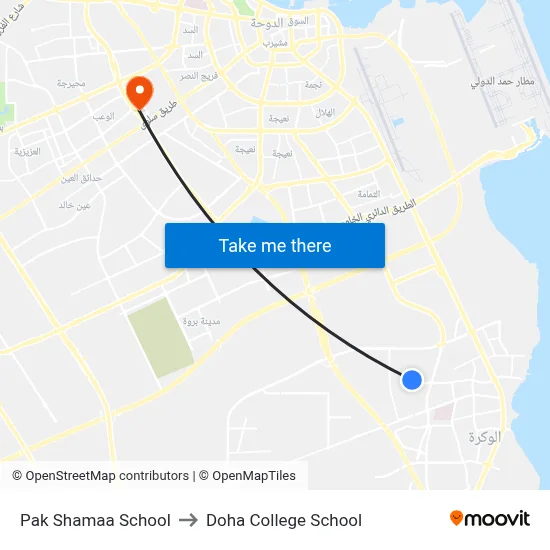 Pak Shamaa School to Doha College School map