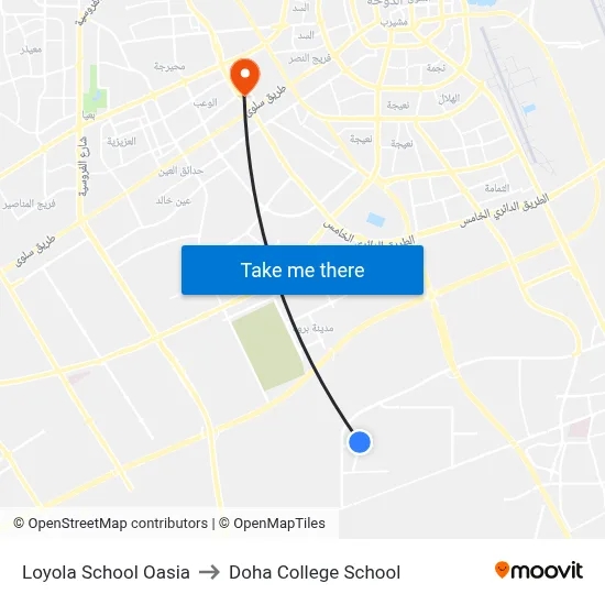 Loyola School Oasia to Doha College School map