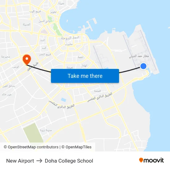 New Airport to Doha College School map