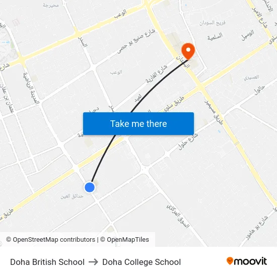 Doha British School to Doha College School map