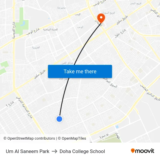 Um Al Saneem Park to Doha College School map