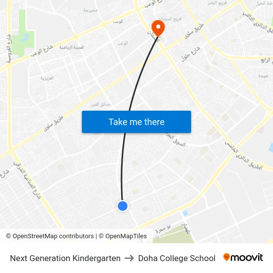 Next Generation Kindergarten to Doha College School map
