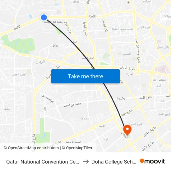 Qatar National Convention Centre to Doha College School map