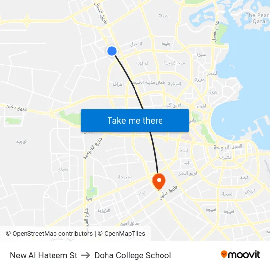 New Al Hateem St to Doha College School map