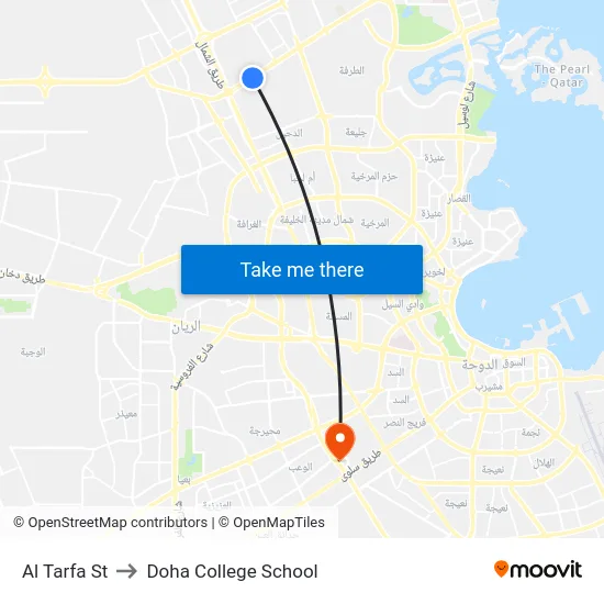 Al Tarfa St to Doha College School map