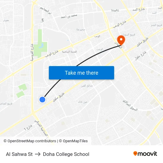 Al Sahwa St to Doha College School map