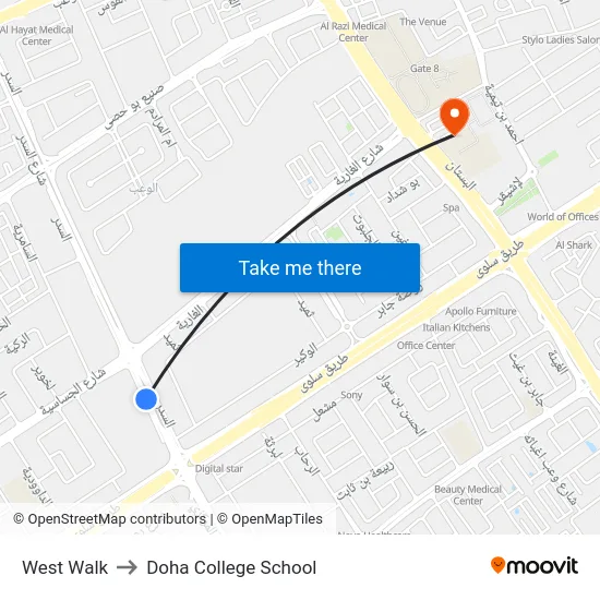 West Walk to Doha College School map