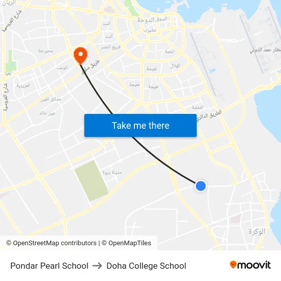 Pondar Pearl School to Doha College School map