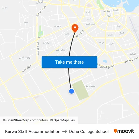 Karwa Staff Accommodation to Doha College School map