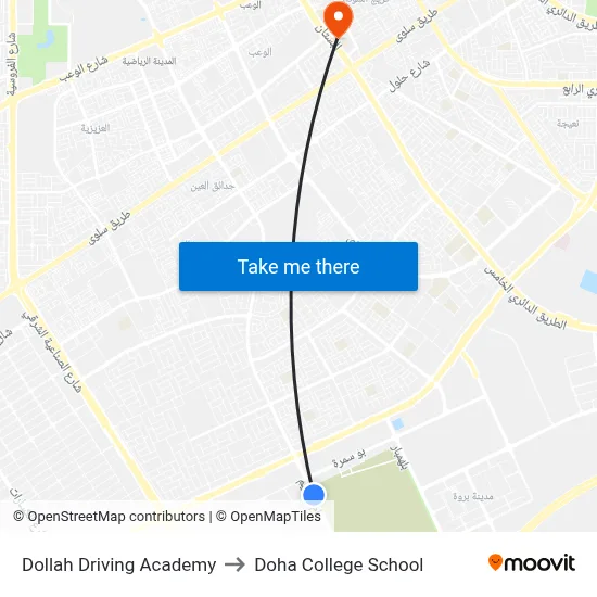 Dollah Driving Academy to Doha College School map