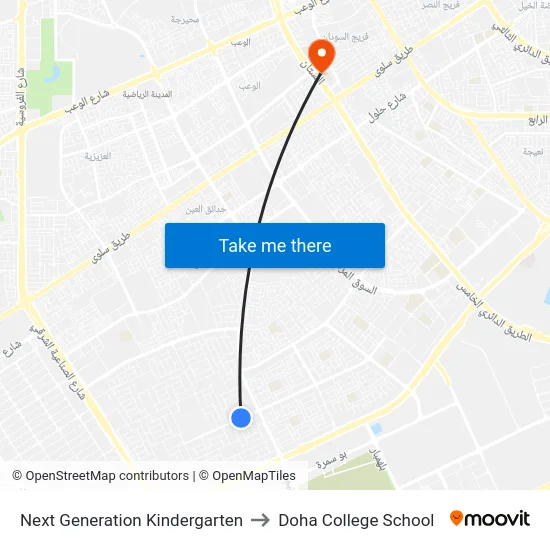 Next Generation Kindergarten to Doha College School map