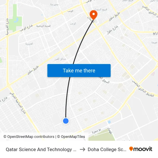 Qatar Science And Technology School to Doha College School map