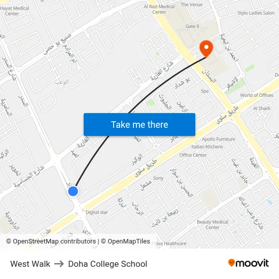 West Walk to Doha College School map