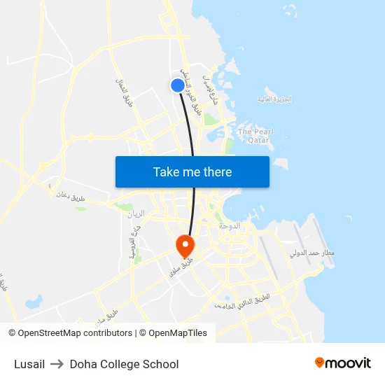 Lusail to Doha College School map