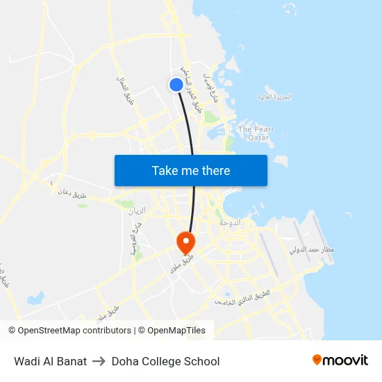 Wadi Al Banat to Doha College School map