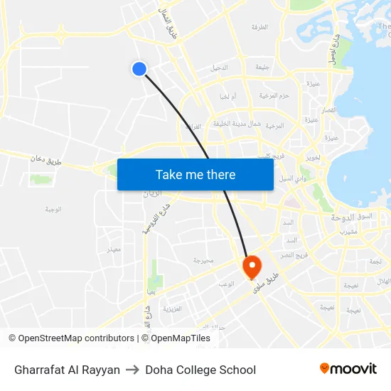 Gharrafat Al Rayyan to Doha College School map