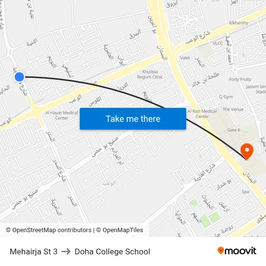 Mehairja St 3 to Doha College School map