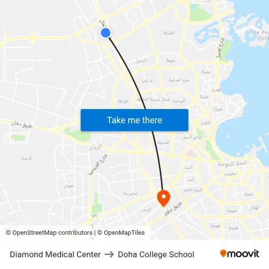 Diamond Medical Center to Doha College School map