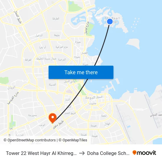 Tower 22 West Hayr Al Khirregana to Doha College School map