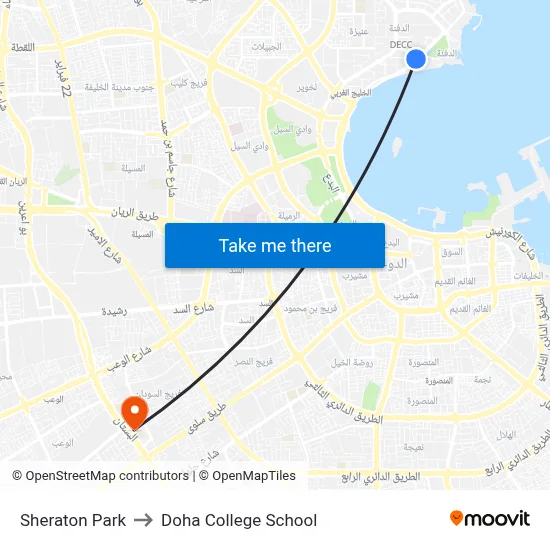 Sheraton Park to Doha College School map