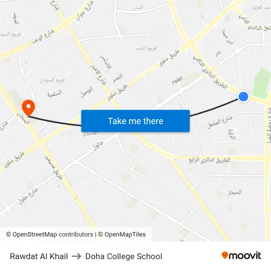 Rawdat Al Khail to Doha College School map