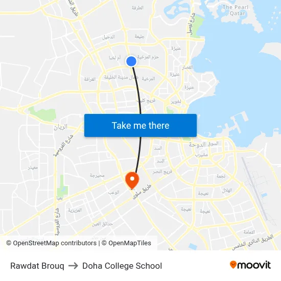 Rawdat Brouq to Doha College School map
