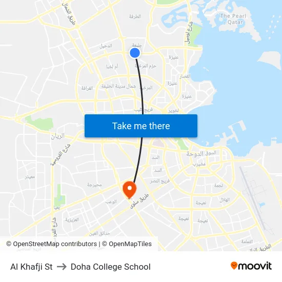 Al Khafji St to Doha College School map