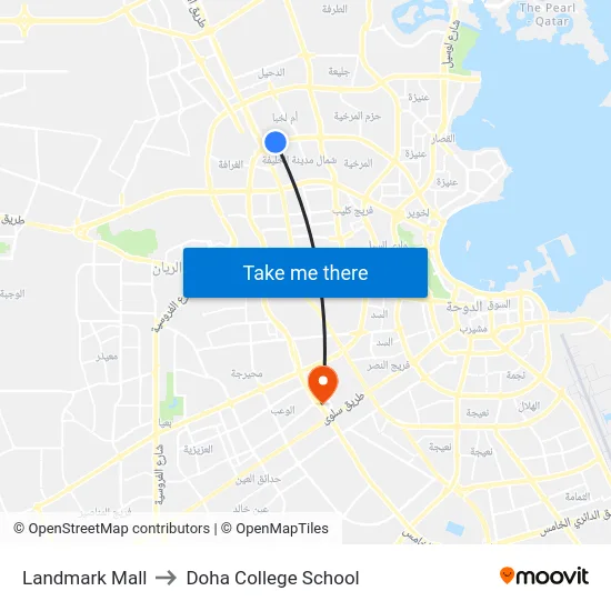 Landmark Mall to Doha College School map