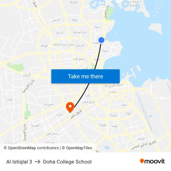 Al Istiqlal 3 to Doha College School map
