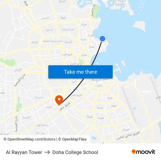 Al Rayyan Tower to Doha College School map