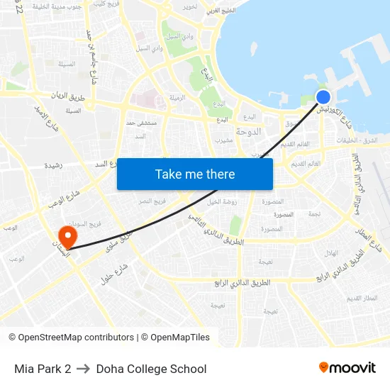Mia Park 2 to Doha College School map