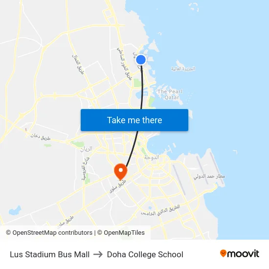 Lus Stadium Bus Mall to Doha College School map