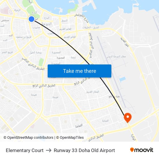 Elementary Court to Runway 33 Doha Old Airport map