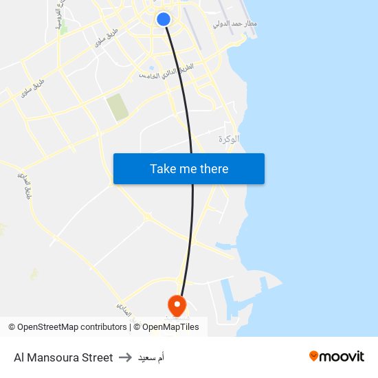 Al Mansoura Street to أم سعيد map
