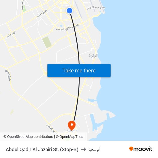 Abdul Qadir Al Jazairi St. (Stop-B) to أم سعيد map