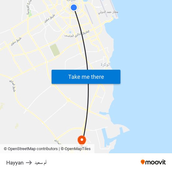 Hayyan to أم سعيد map