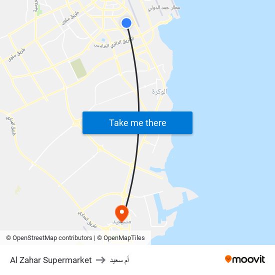 Al Zahar Supermarket to أم سعيد map