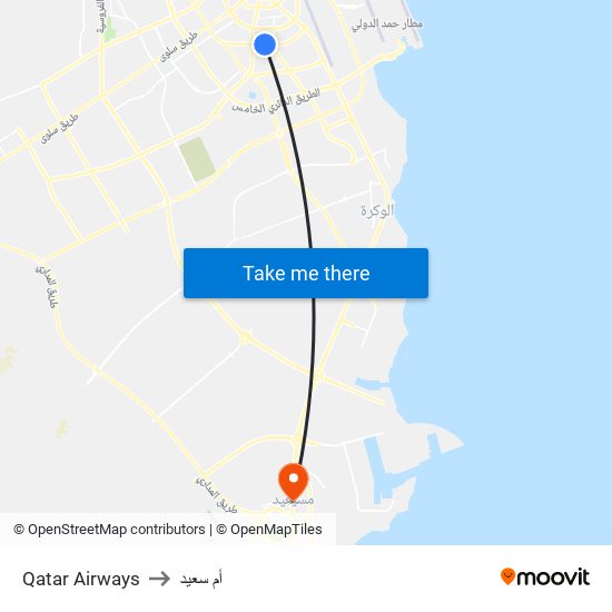 Qatar Airways to أم سعيد map