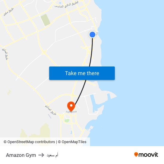 Amazon Gym to أم سعيد map