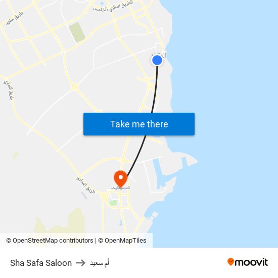 Sha Safa Saloon to أم سعيد map