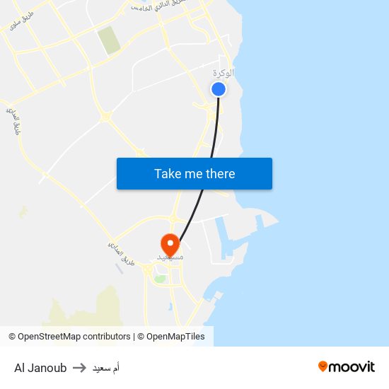 Al Janoub to أم سعيد map