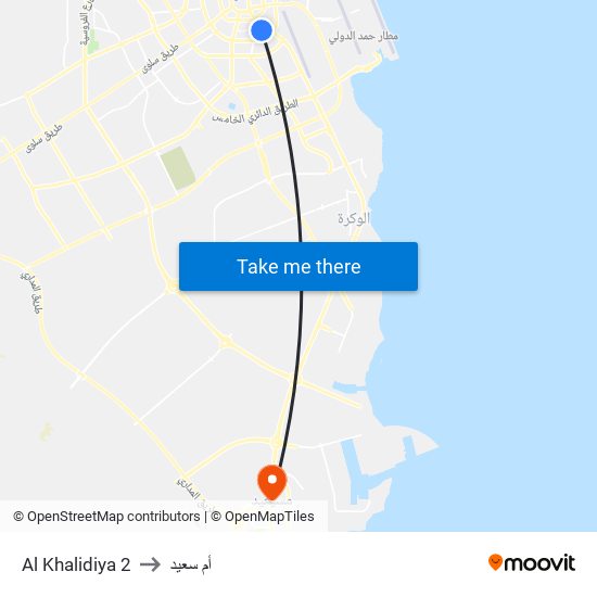 Al Khalidiya 2 to أم سعيد map