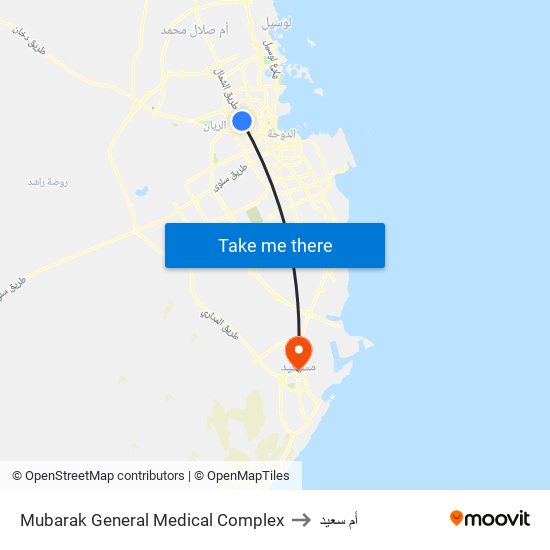 Mubarak General Medical Complex to أم سعيد map