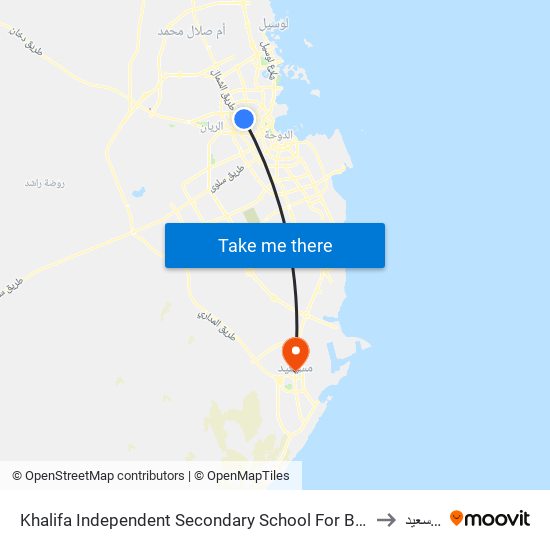 Khalifa Independent Secondary School For Boys to أم سعيد map