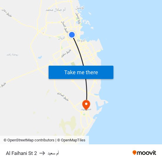Al Faihani St 2 to أم سعيد map