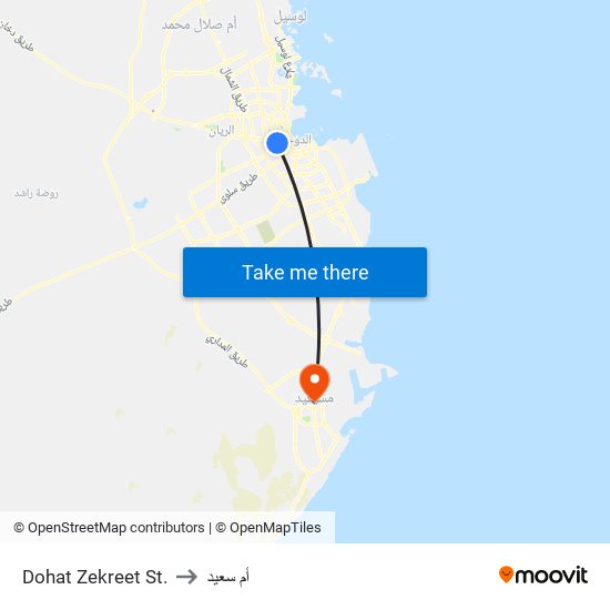 Dohat Zekreet St. to أم سعيد map
