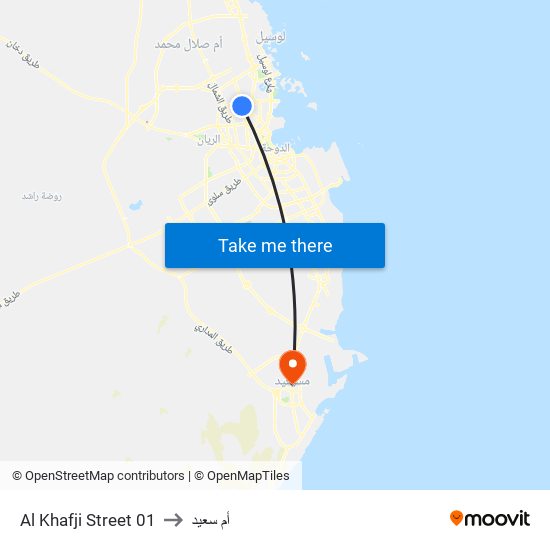 Al Khafji Street 01 to أم سعيد map