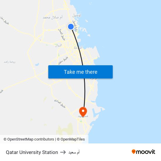 Qatar University Station to أم سعيد map